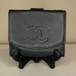 Chanel Coco Mark Bifold Wallet in Black Lambskin (4.5" x 4")